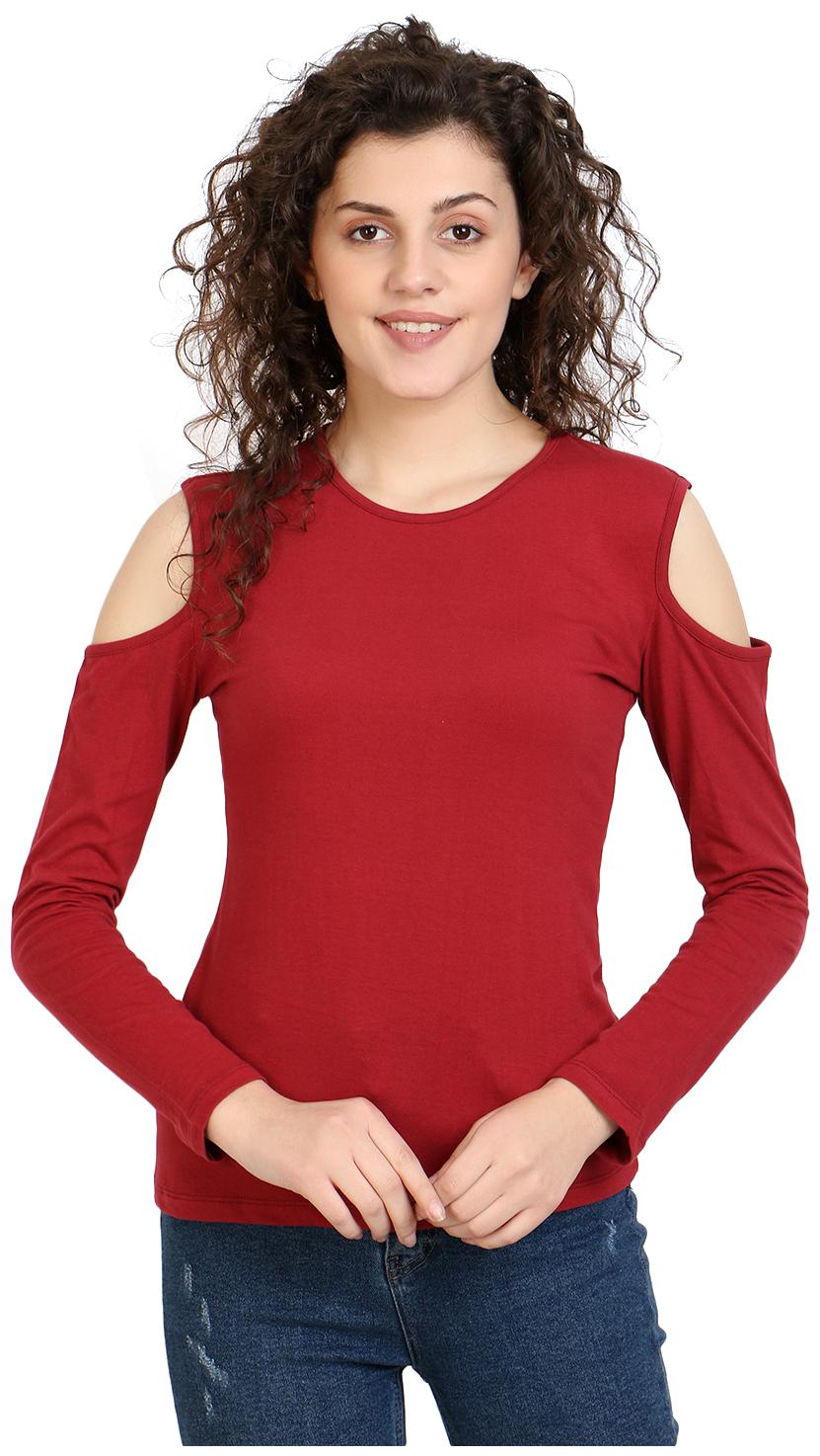 

URBAN VIEW Women Solid Regular top - Maroon