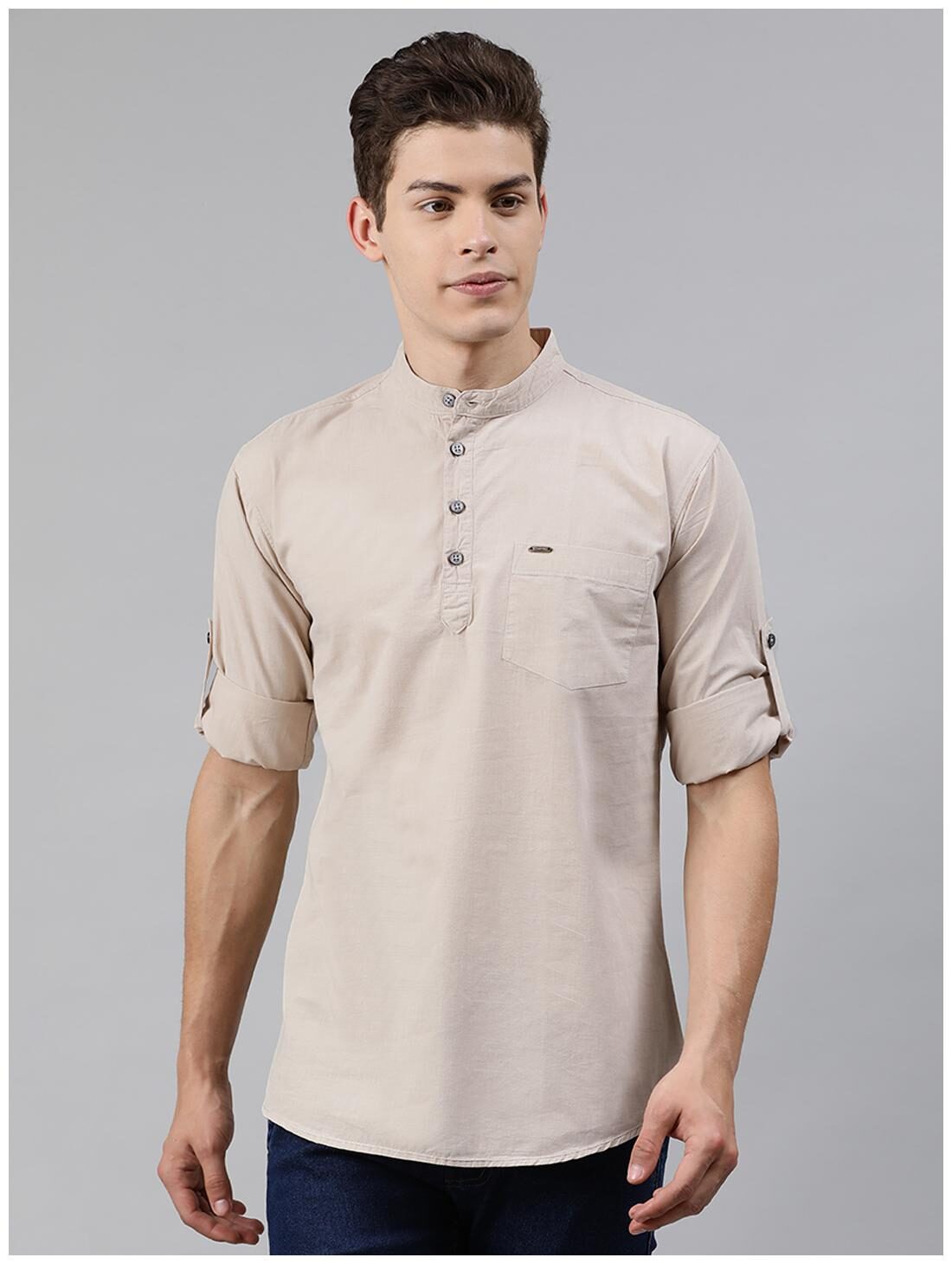

Urbano Fashion Men Beige Solid Slim Fit Casual Shirt