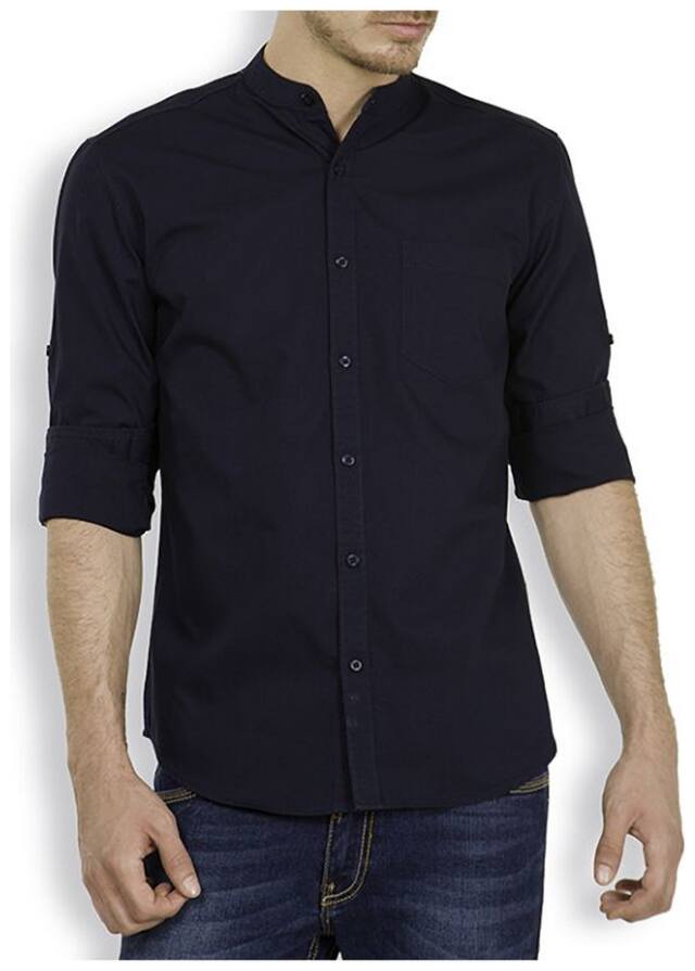 Urbano Fashion Men Blue Solid Slim Fit Casual Shirt