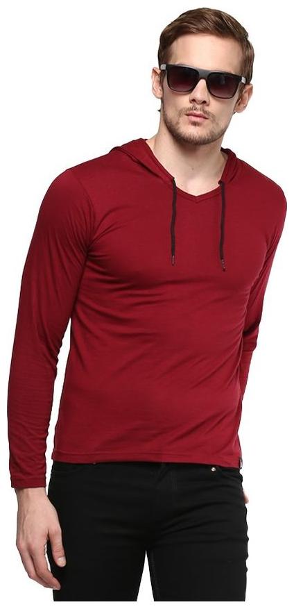 

Urbano Fashion Men Red Slim fit Cotton Hood T-Shirt - Pack Of 1