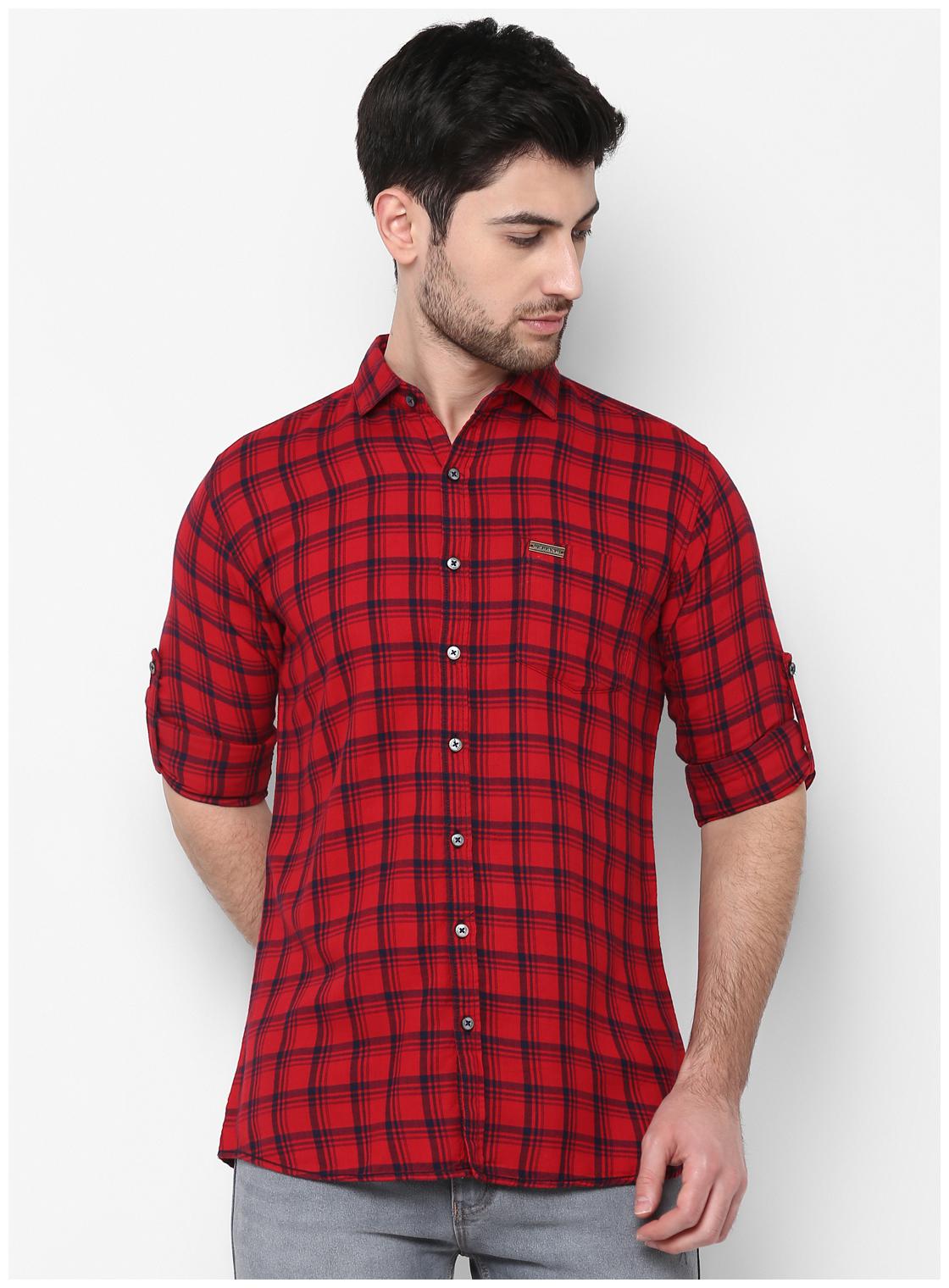 

Urbano Fashion Men Red Checked Slim Fit Casual Shirt