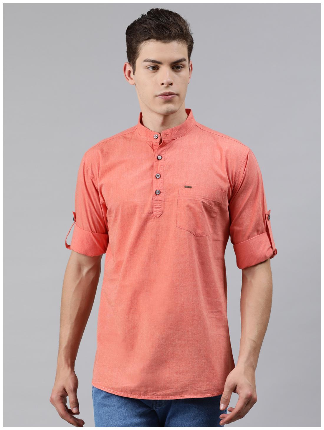 

Urbano Fashion Men Orange Solid Slim Fit Casual Shirt