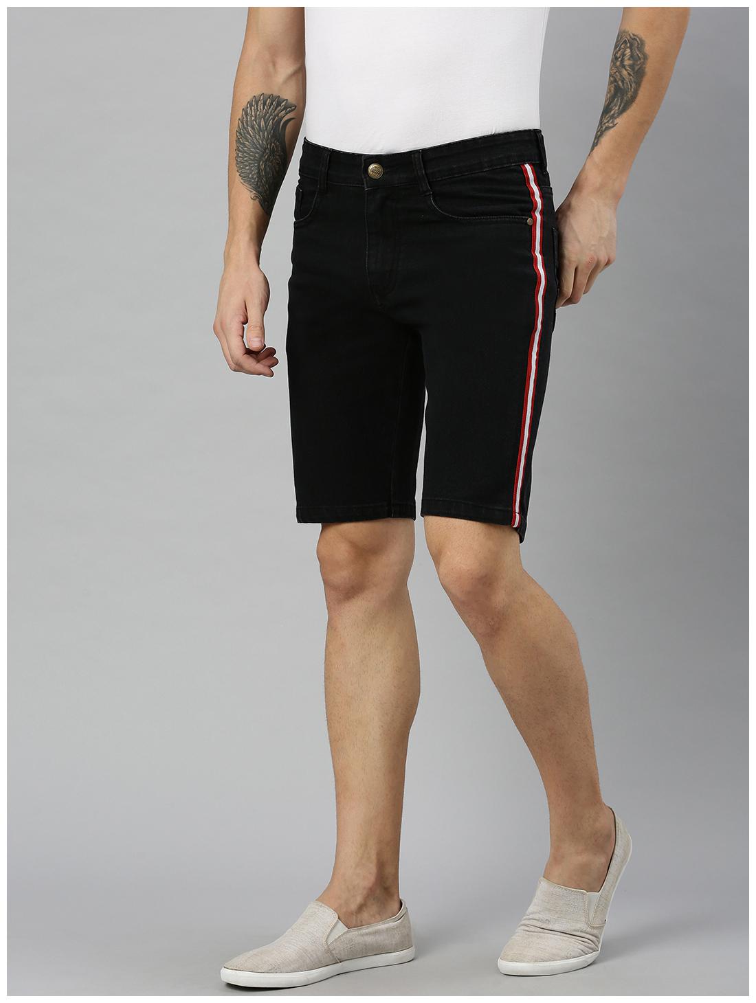 

Urbano Fashion Men Black Slim Fit Denim Shorts