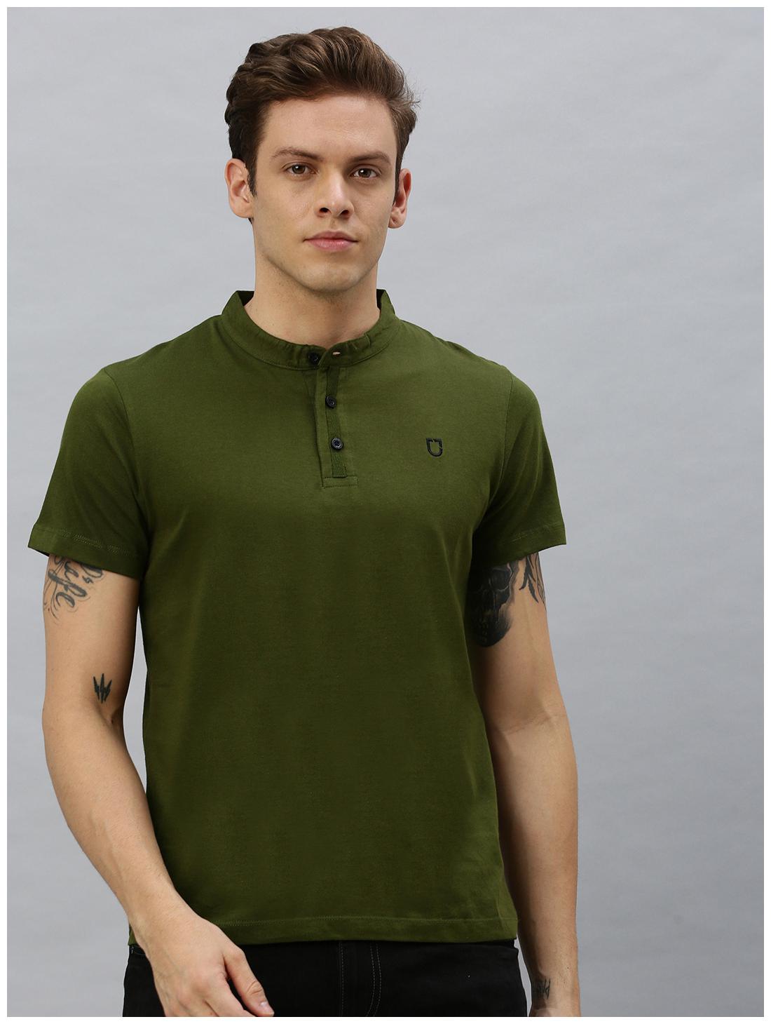 

Urbano Fashion Men Olive Slim fit Cotton Mandarin collar T-Shirt - Pack Of 1
