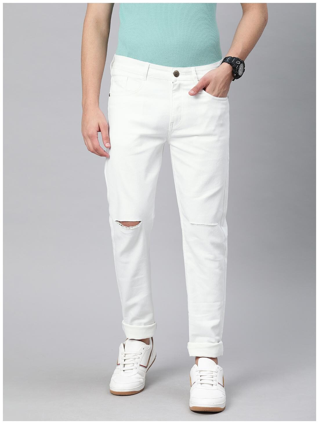 

Urbano Fashion Men White Slim Fit Jeans