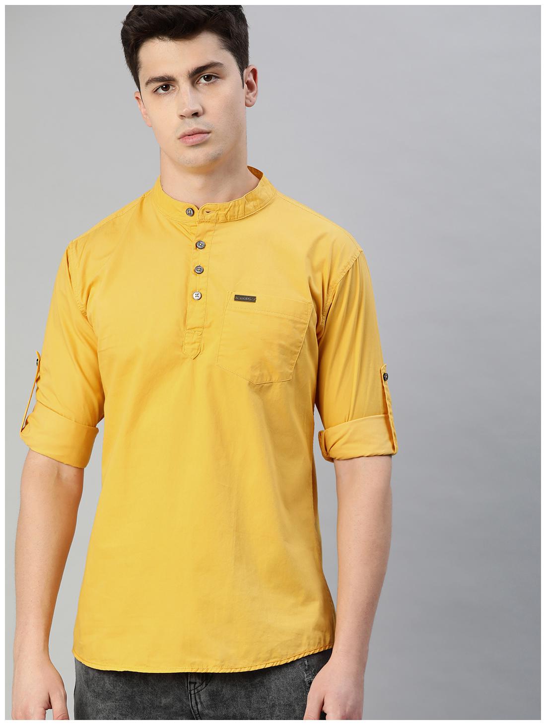 

Urbano Fashion Men Yellow Solid Slim Fit Casual Shirt