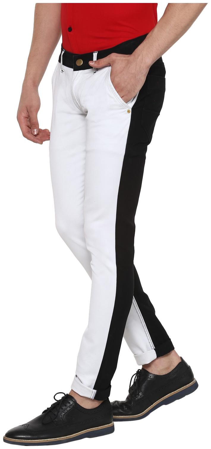 

Urbano Fashion Men White Black Slim Fit Jeans