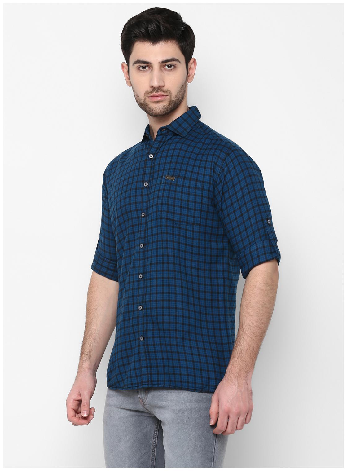 

Urbano Fashion Men Blue Checked Slim Fit Casual Shirt