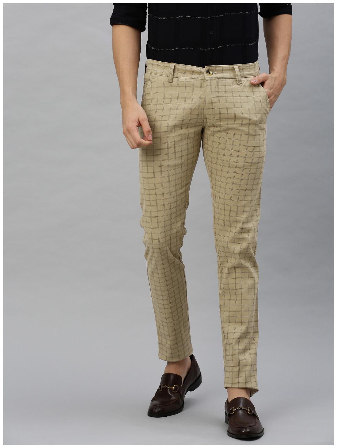 

Urbano Fashion Men Beige Checked Slim fit Chinos