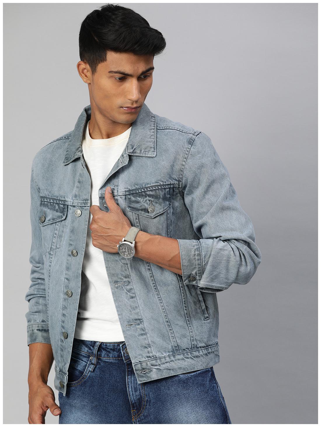 

Urbano Fashion Men Grey Solid Denim jacket