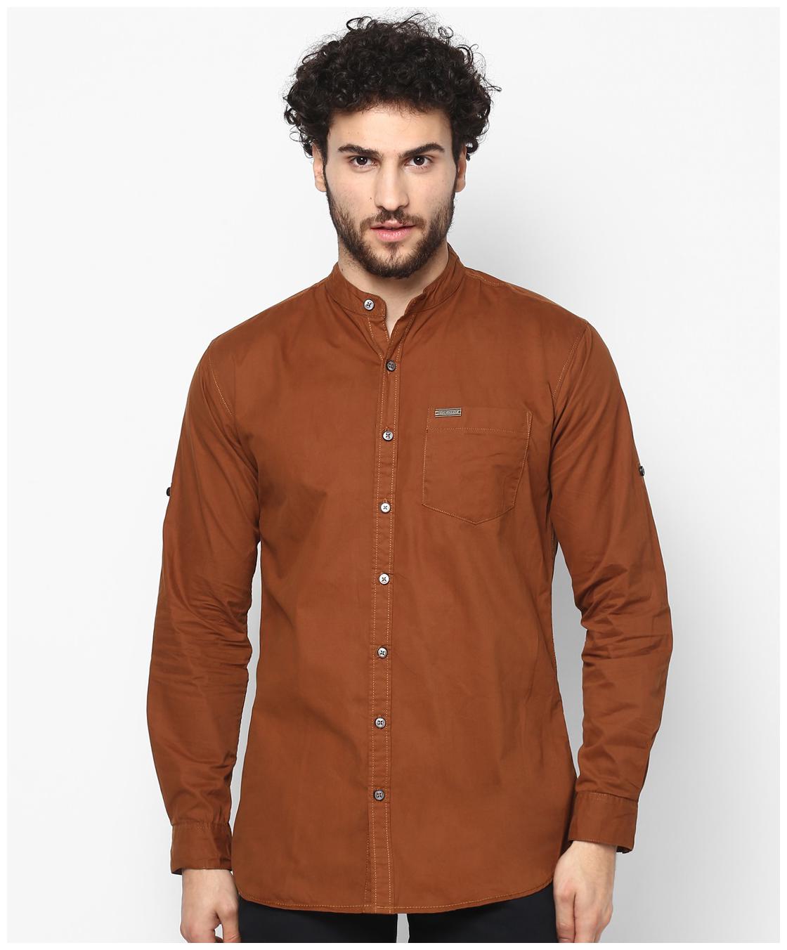 

Urbano Fashion Men Brown Solid Slim Fit Casual Shirt