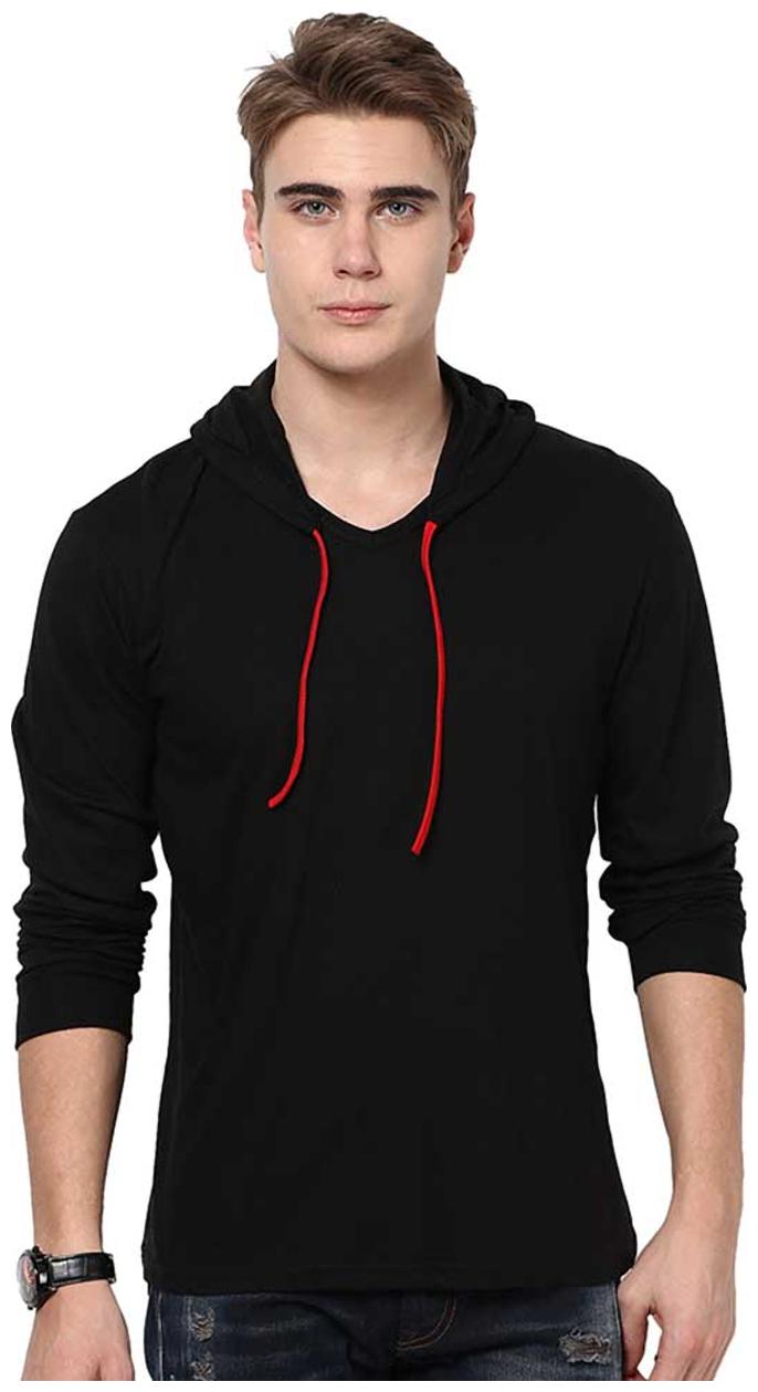 

Urbano Fashion Men s Black Full Sleeve Hooded T-Shirt