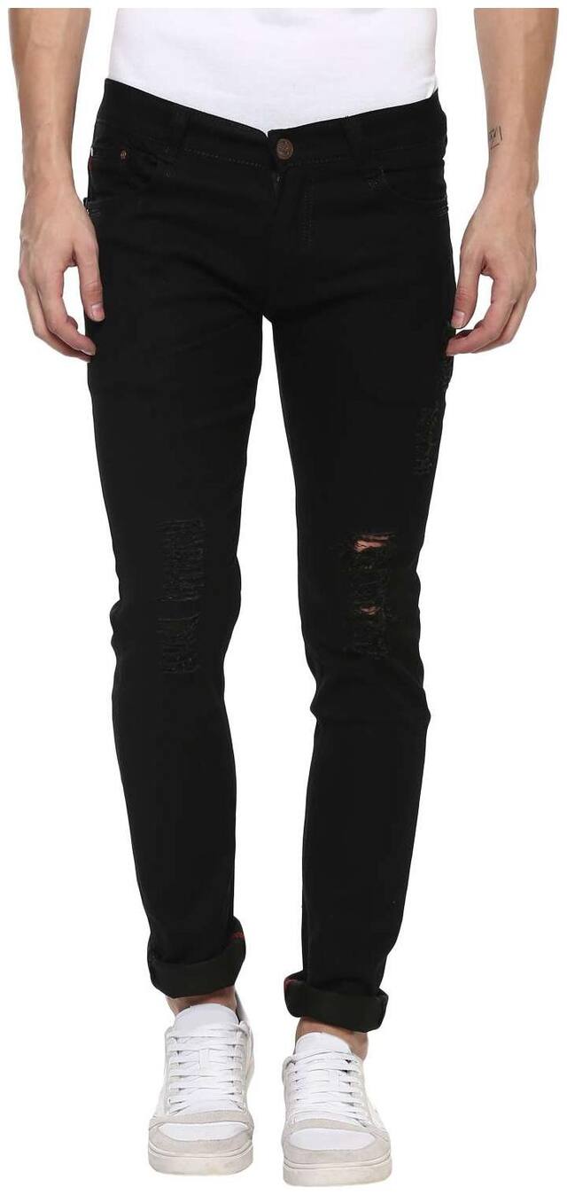 Urbano Fashion Men Black Slim Fit Jeans