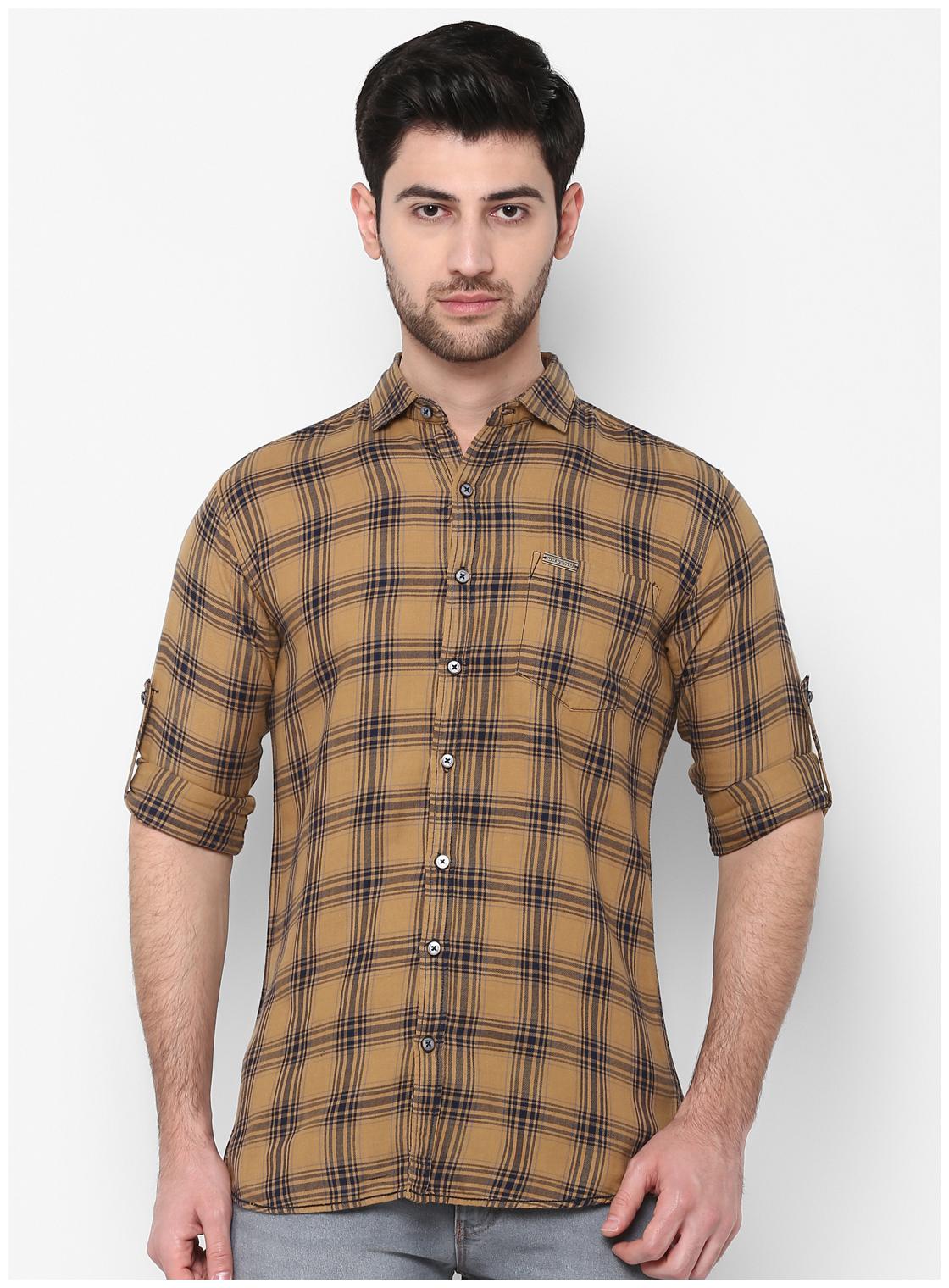 

Urbano Fashion Men Brown Checked Slim Fit Casual Shirt