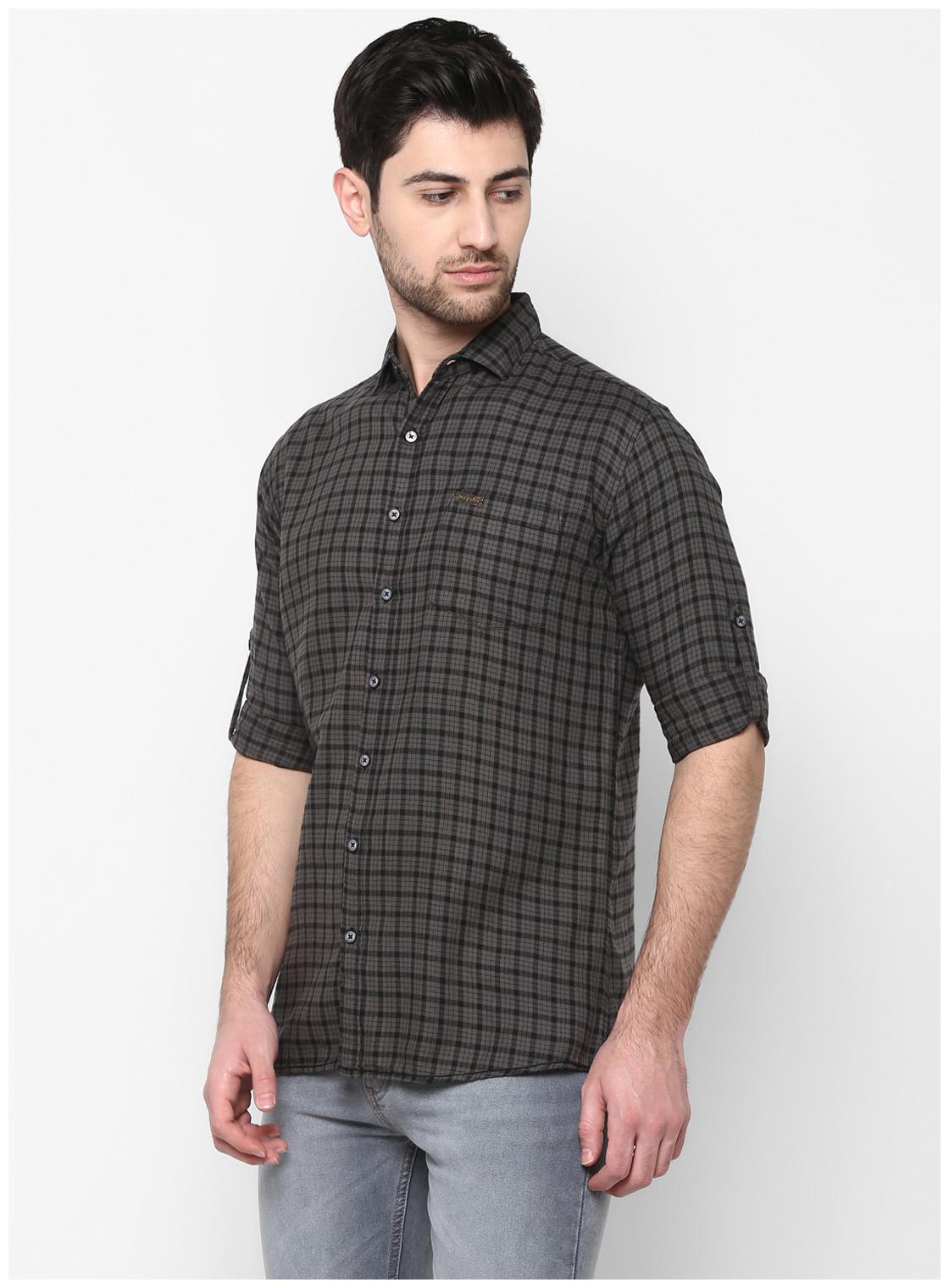

Urbano Fashion Men Grey Checked Slim Fit Casual Shirt