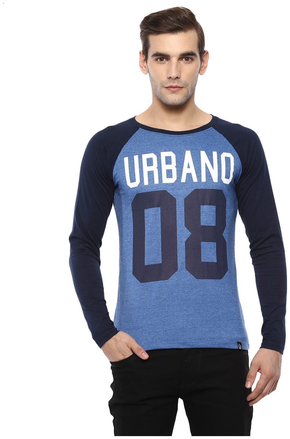 

Urbano Fashion Men s Blue Printed Full Sleeve Cotton T-Shirt