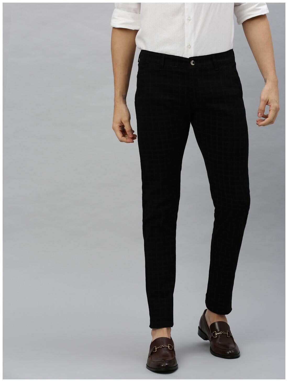 

Urbano Fashion Men Black Checked Slim fit Chinos