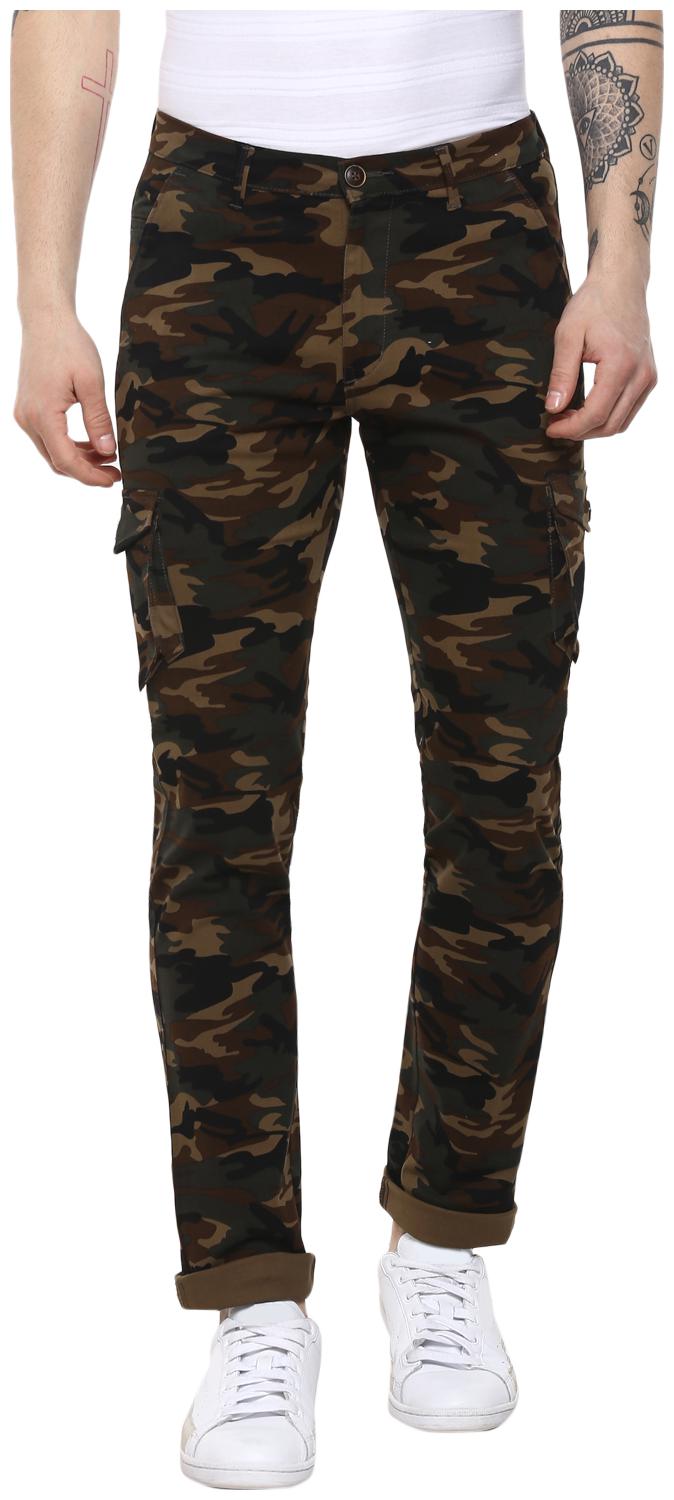 

Urbano Fashion Men Green Camouflage Slim fit Cargos