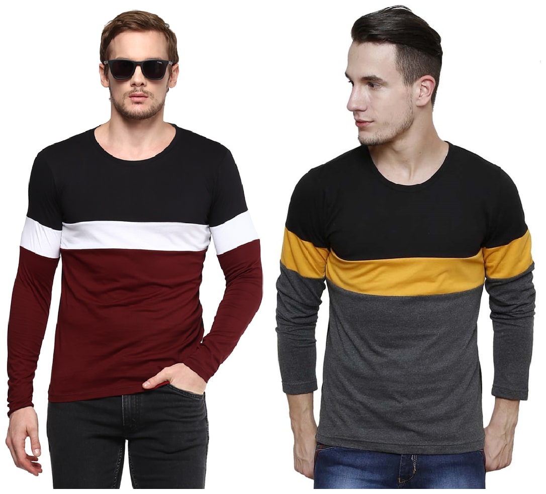 Urbano Fashion Color block Men Round Neck Multicolor T Shirt Pack of 2 by Imperial Online Services