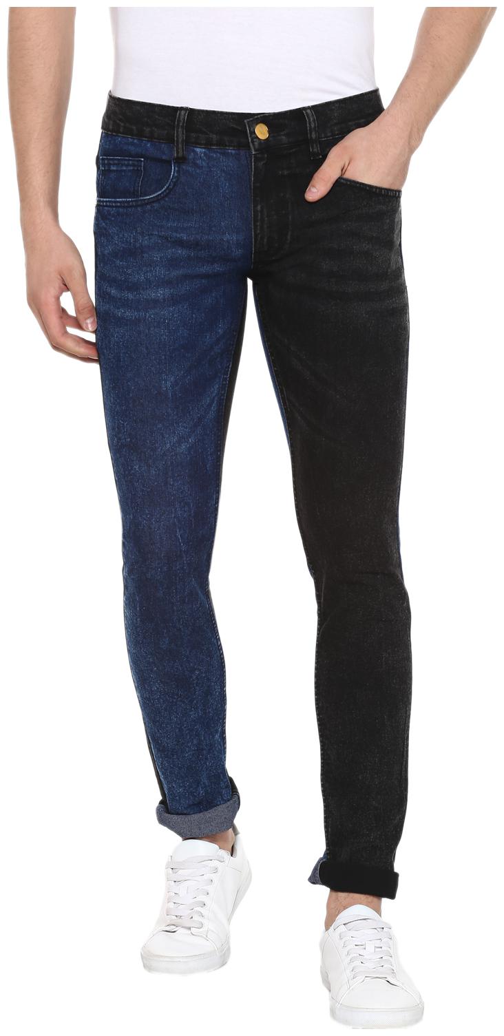 

Urbano Fashion Men Blue Black Slim Fit Jeans