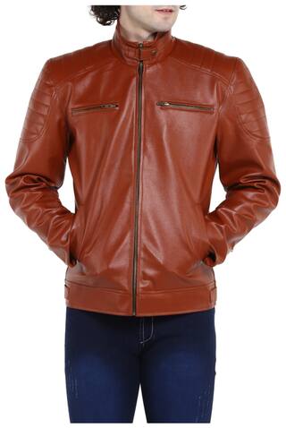 Urbano Fashion Men's Brown Faux Leather Jacket