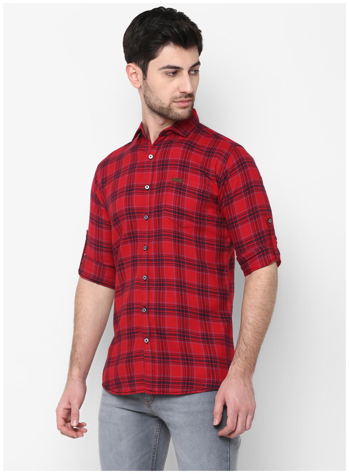 

Urbano Fashion Men Red Checked Slim Fit Casual Shirt