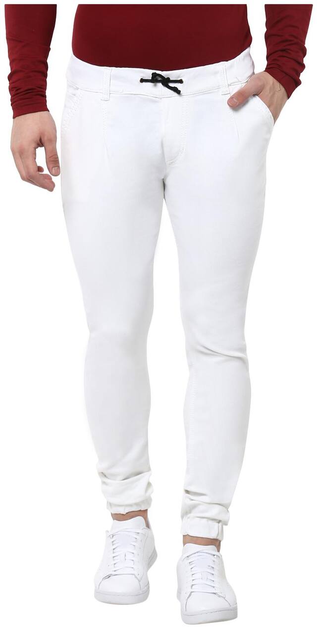 Urbano Fashion Men White Jogger Jeans