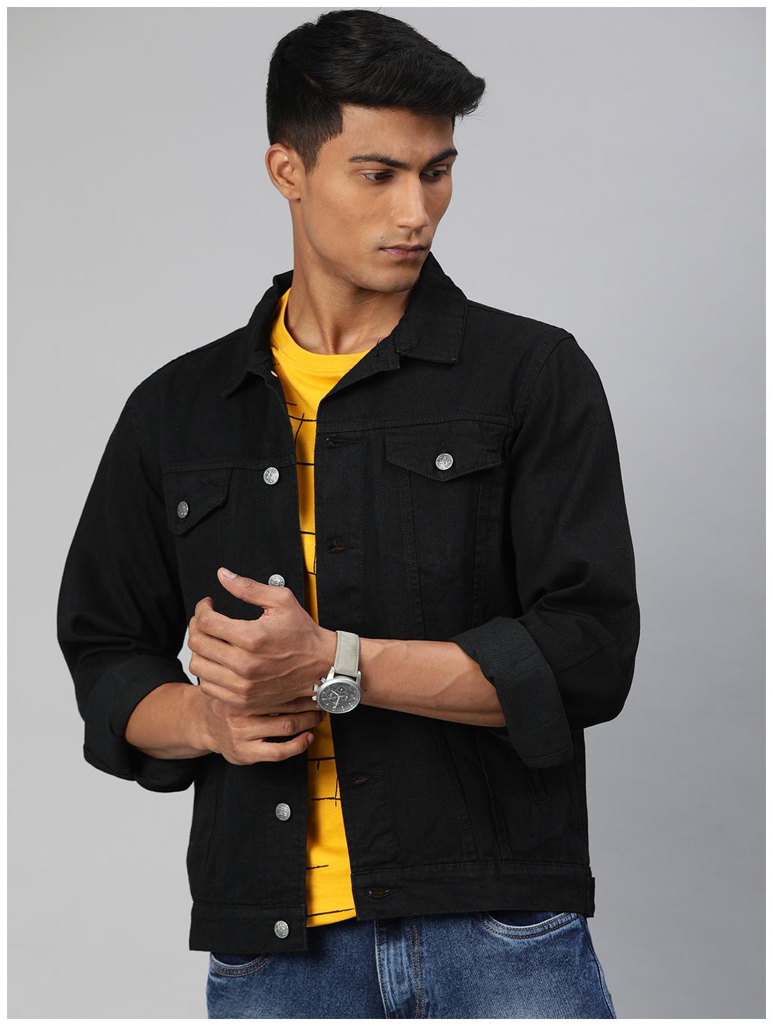 

Urbano Fashion Men Black Solid Denim jacket