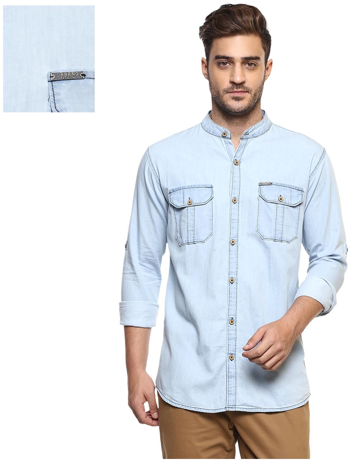 

Urbano Fashion Men Blue Solid Slim Fit Casual Shirt