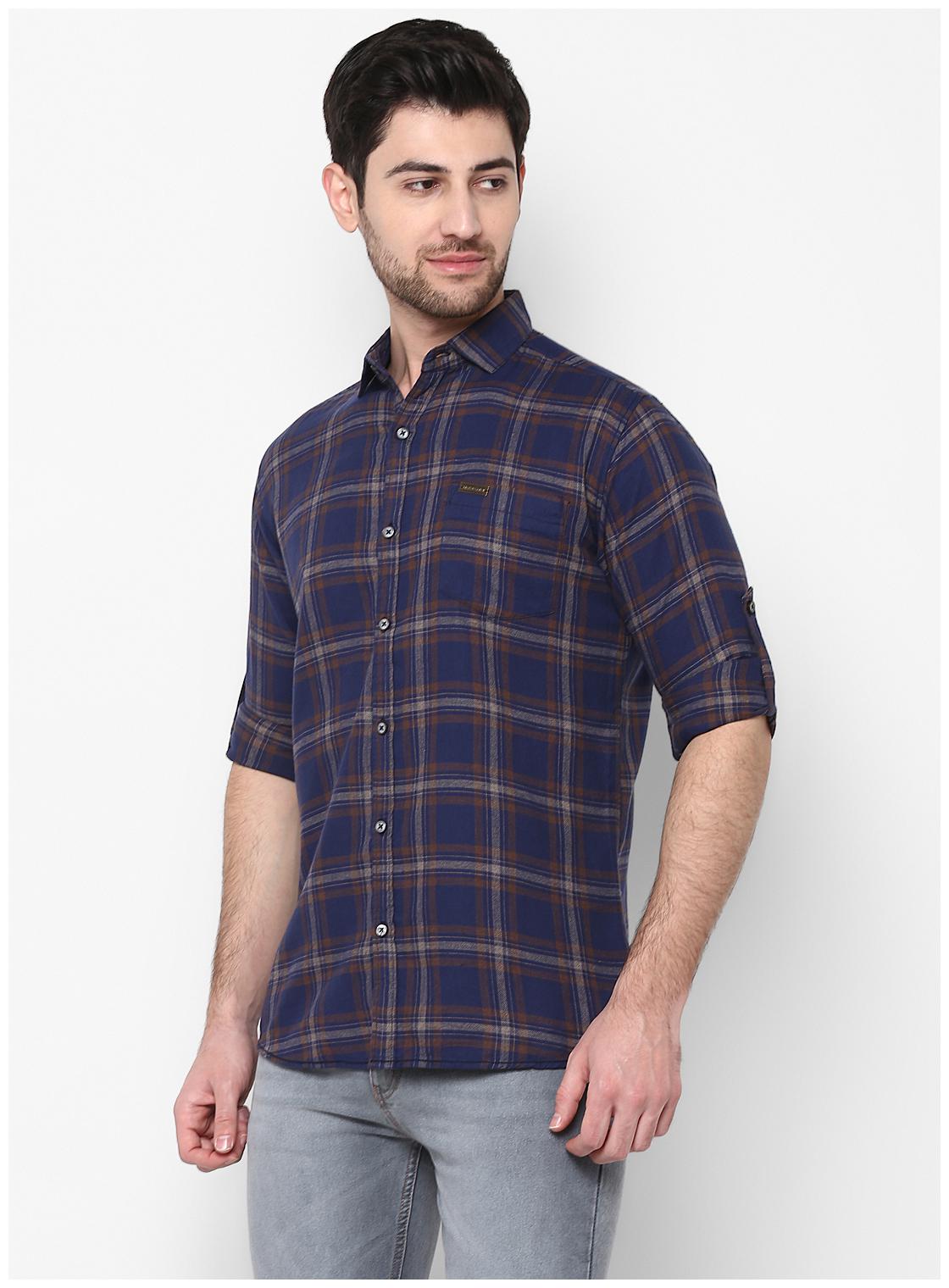 

Urbano Fashion Men Blue Checked Slim Fit Casual Shirt