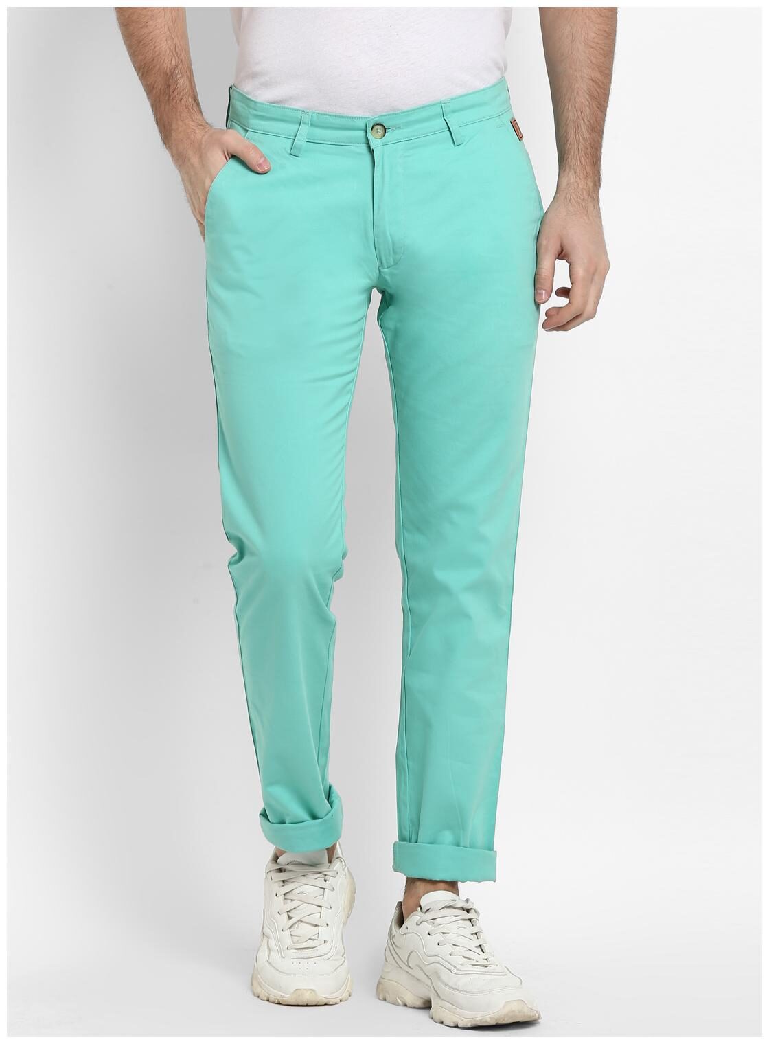 

Urbano Fashion Men Green Solid Slim fit Wrinkle free Chinos