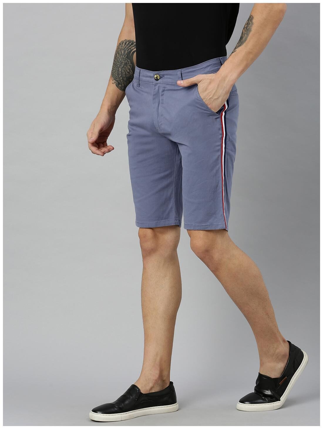 

Urbano Fashion Men Cotton Striped Chino Shorts Blue