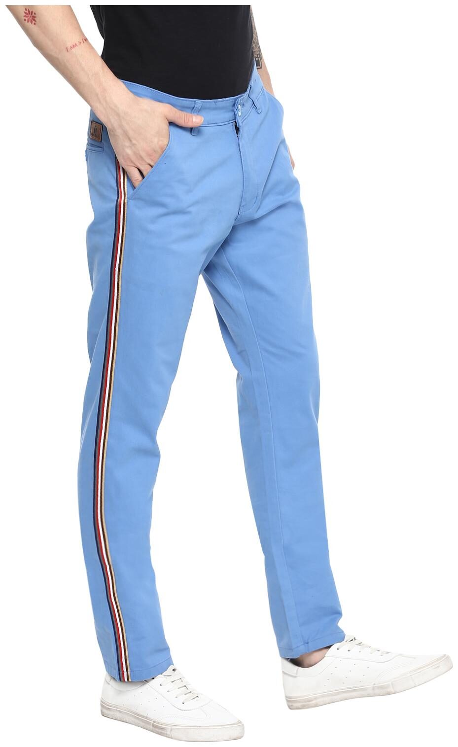 

Urbano Fashion Men Blue Striped Slim fit Chinos