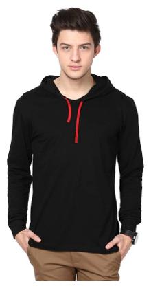 

Urbano Fashion Men s Black Full Sleeve Hooded T-Shirt