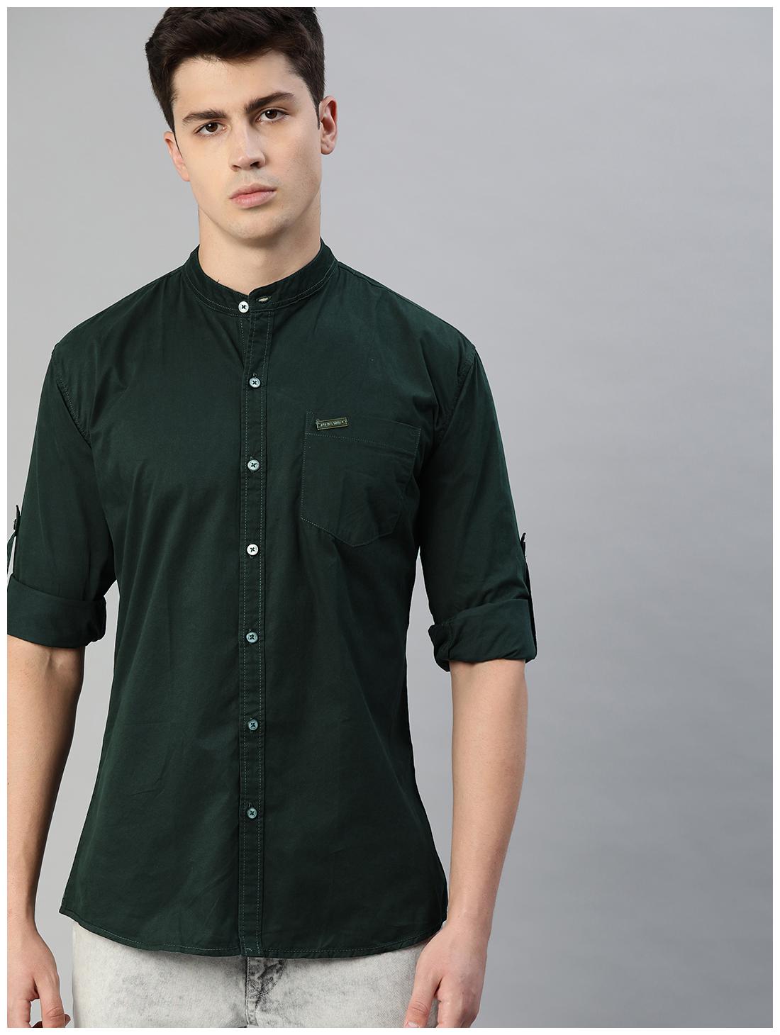 

Urbano Fashion Men Green Solid Slim Fit Casual Shirt