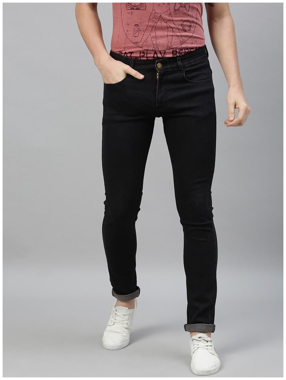 

Urbano Fashion Men Black Slim Fit Jeans