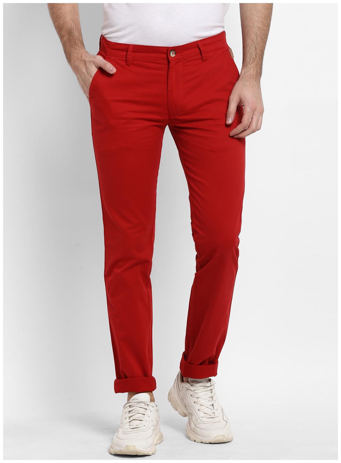 

Urbano Fashion Men Red Solid Slim fit Wrinkle free Chinos