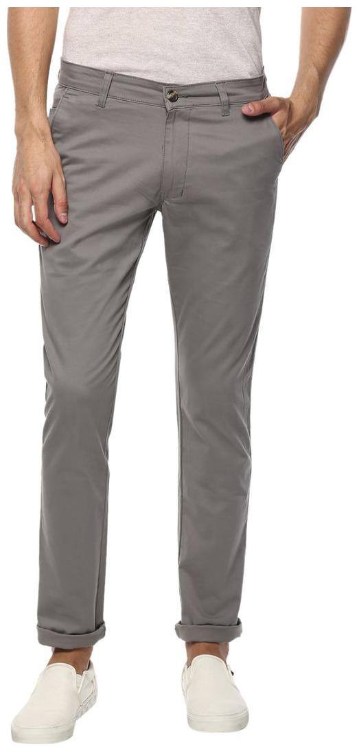 Urbano Fashion Men Grey Solid Slim fit Chinos
