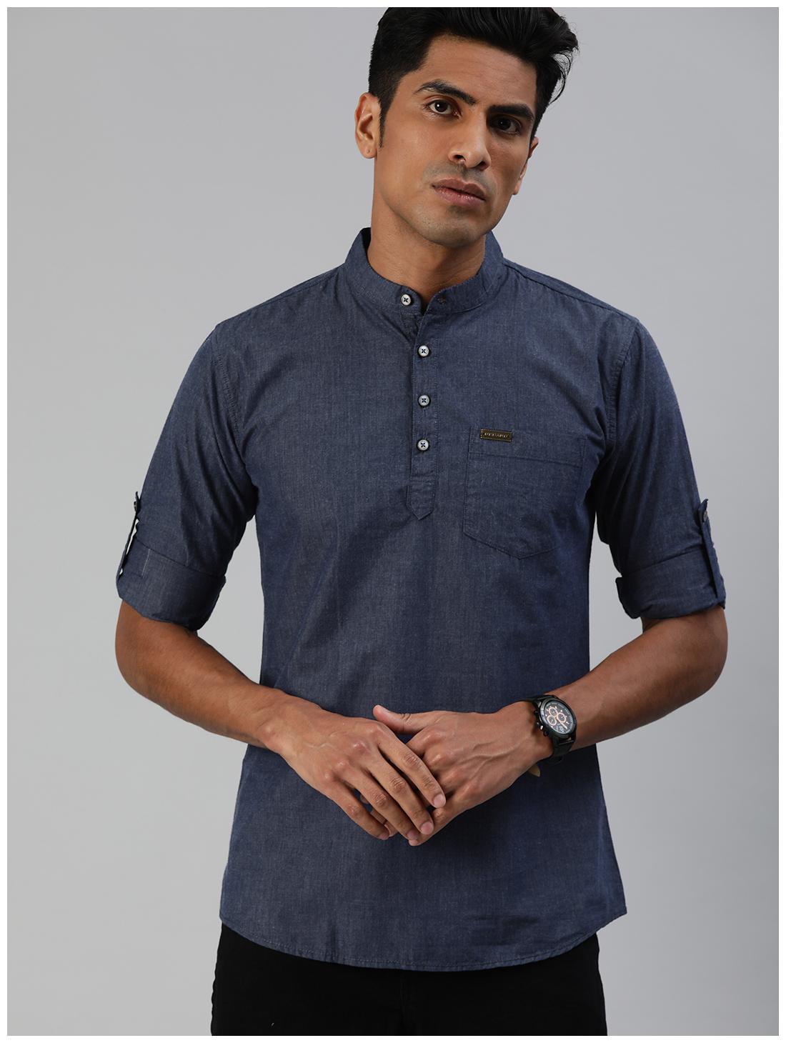 

Urbano Fashion Men Blue Solid Slim Fit Casual Shirt