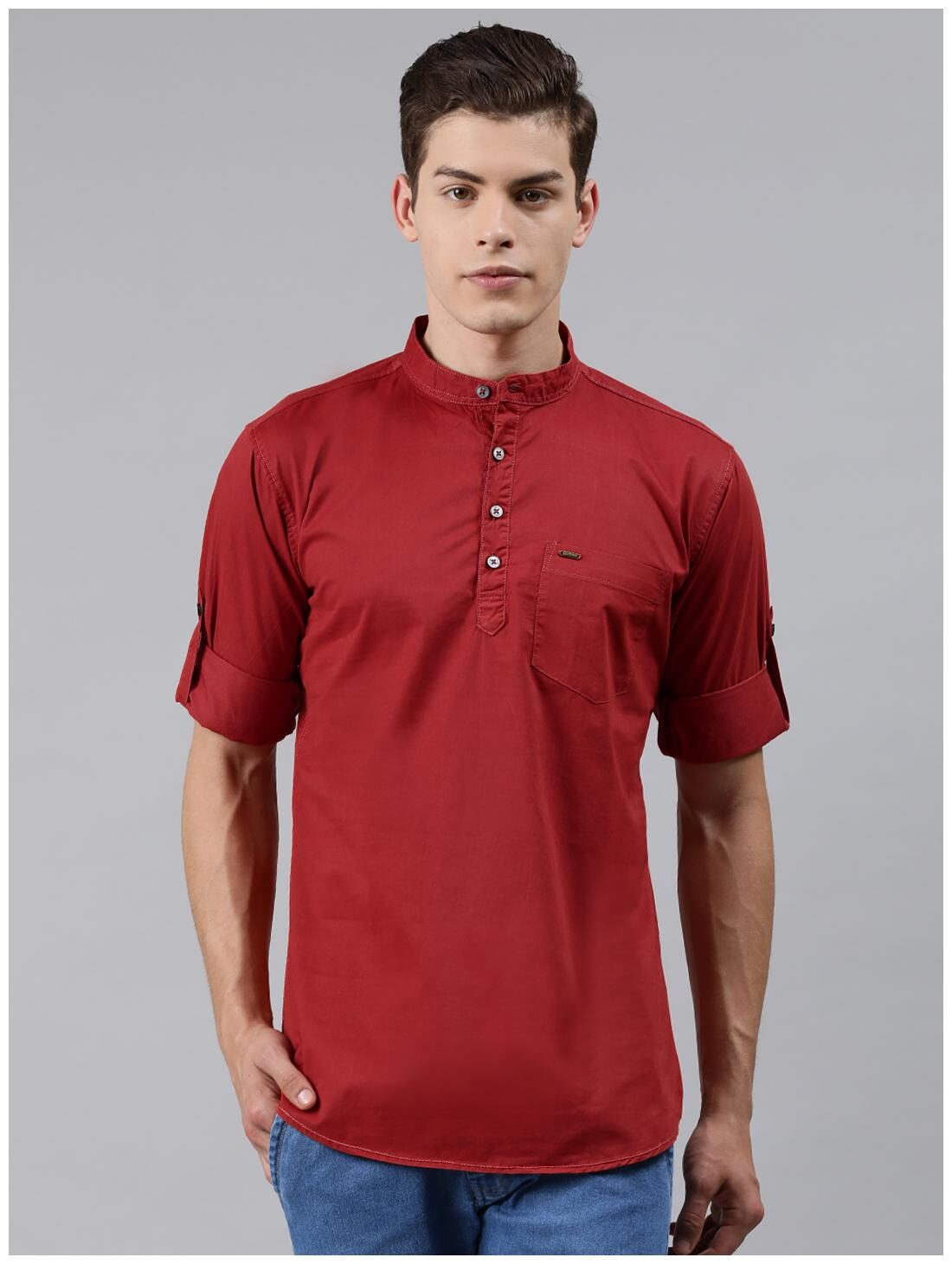 

Urbano Fashion Men Maroon Solid Slim Fit Casual Shirt