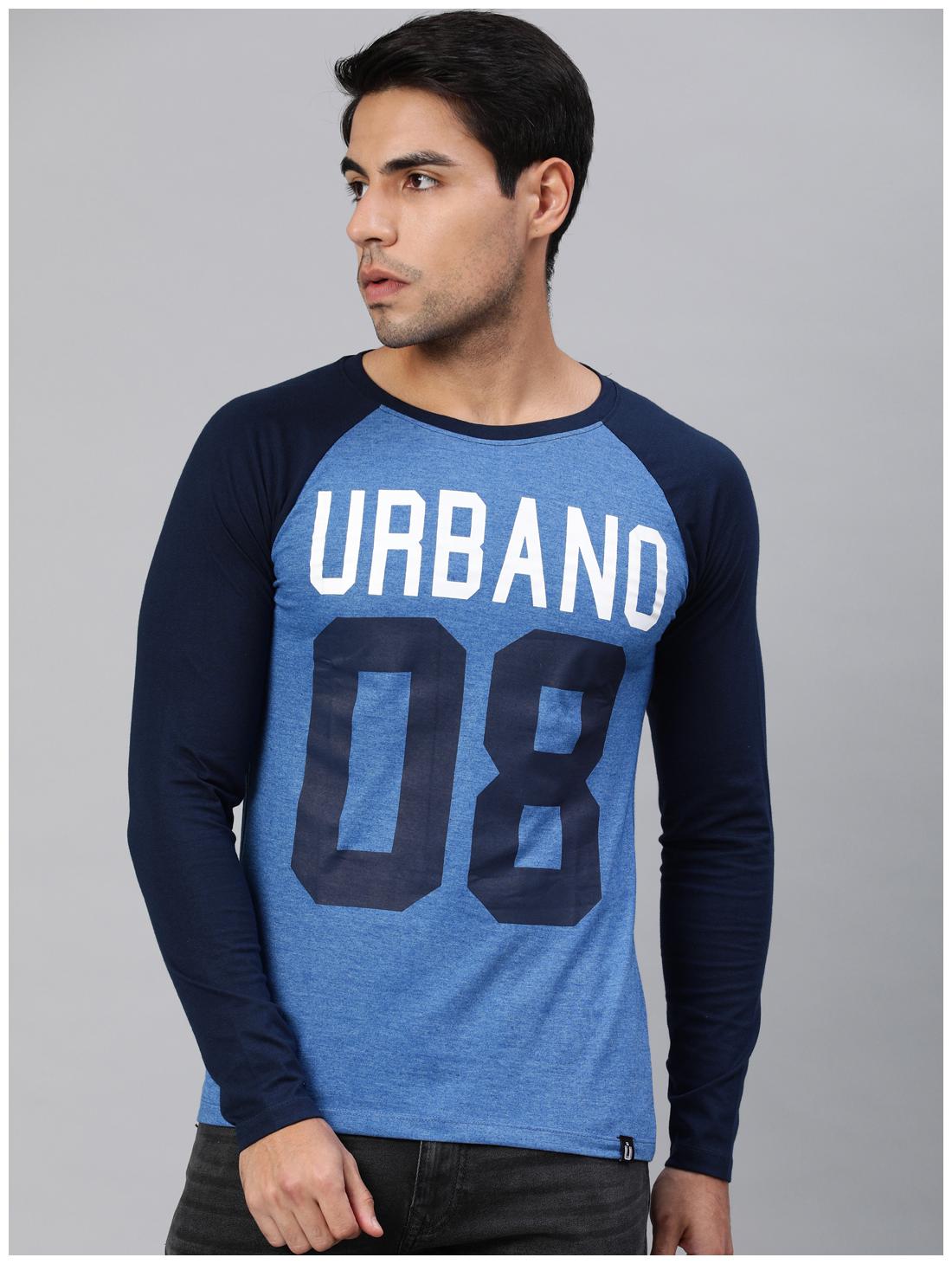 

Urbano Fashion Men s Blue Full Sleeve Printed Cotton T-Shirt
