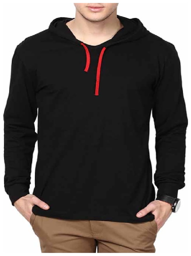 

Urbano Fashion Men Black High neck Hoodie
