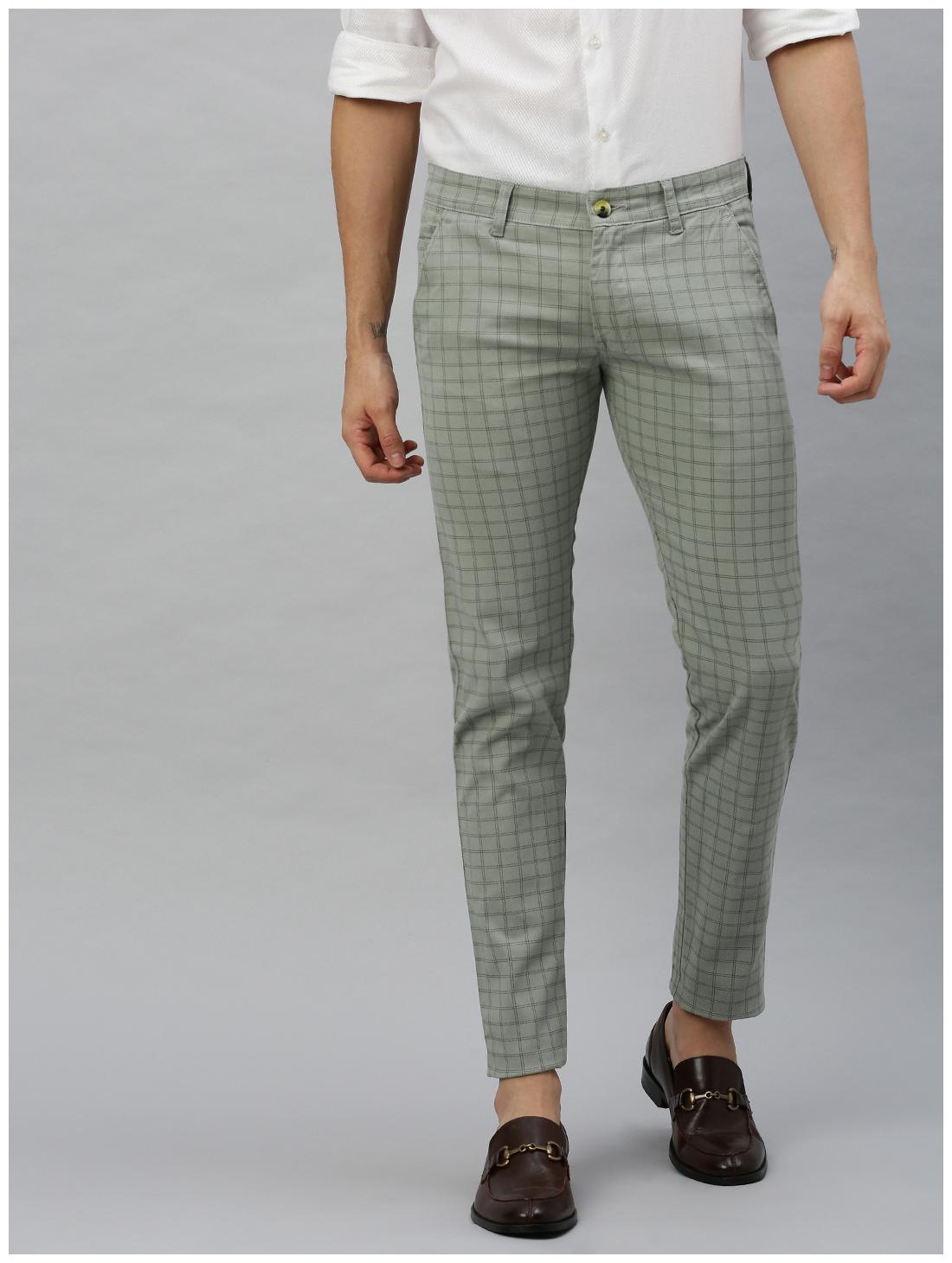 

Urbano Fashion Men Grey Checked Slim fit Chinos