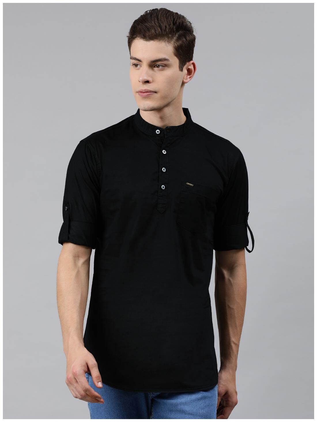 

Urbano Fashion Men Black Solid Slim Fit Casual Shirt