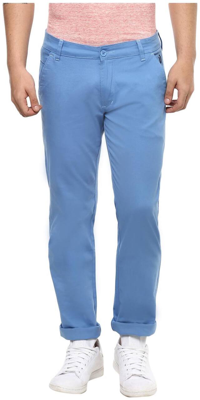 Urbano Fashion Men's Sky Blue Slim Fit Stretch Casual Chinos Pants