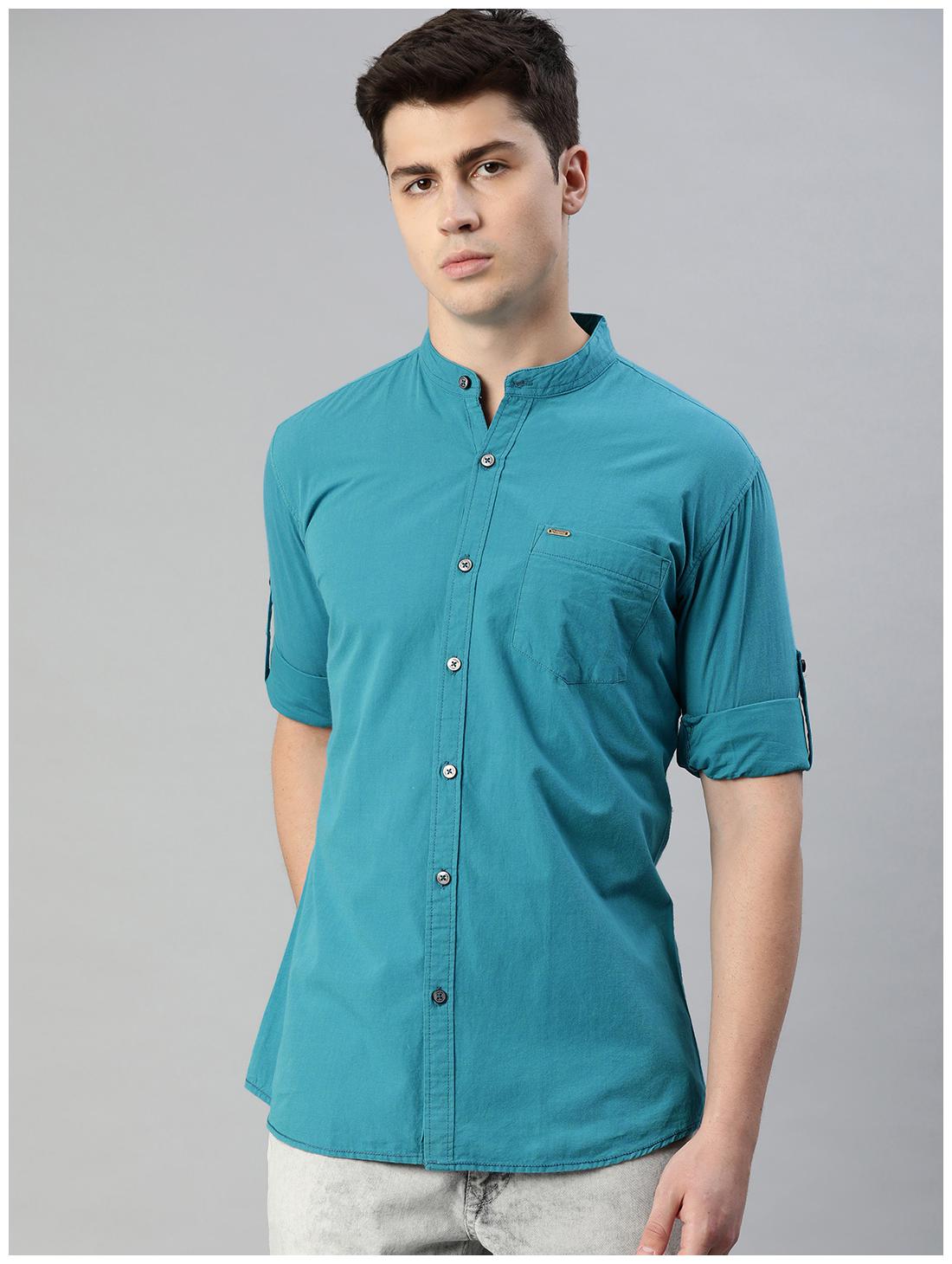 

Urbano Fashion Men Blue Solid Slim Fit Casual Shirt