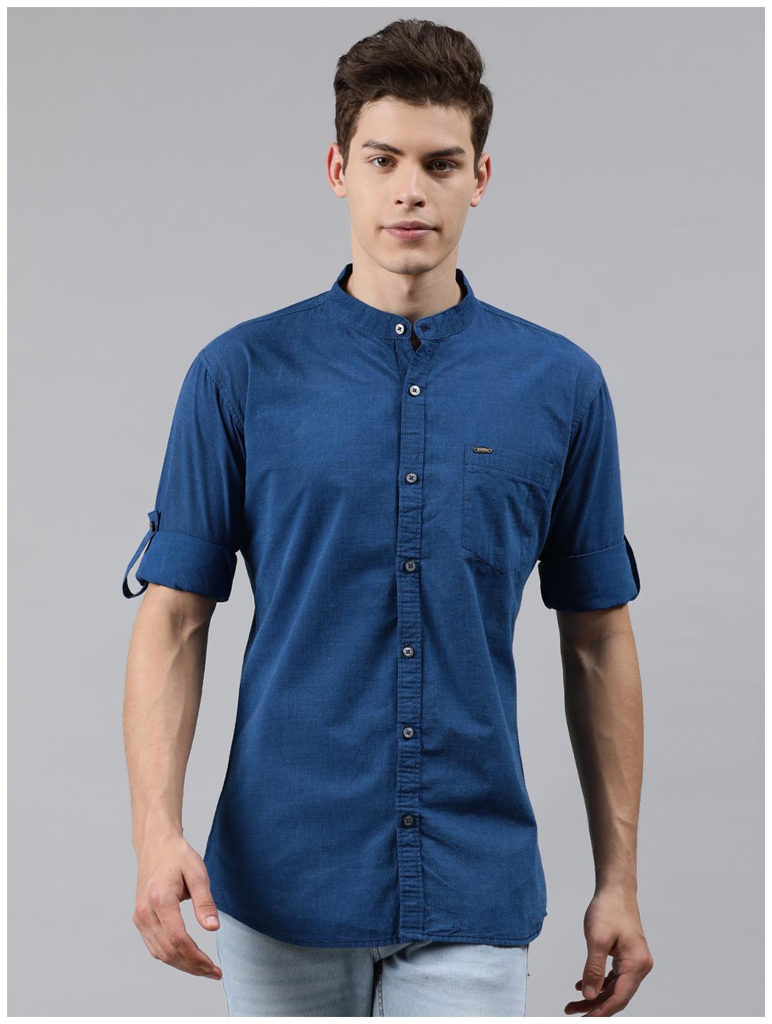 

Urbano Fashion Men Blue Solid Slim Fit Casual Shirt