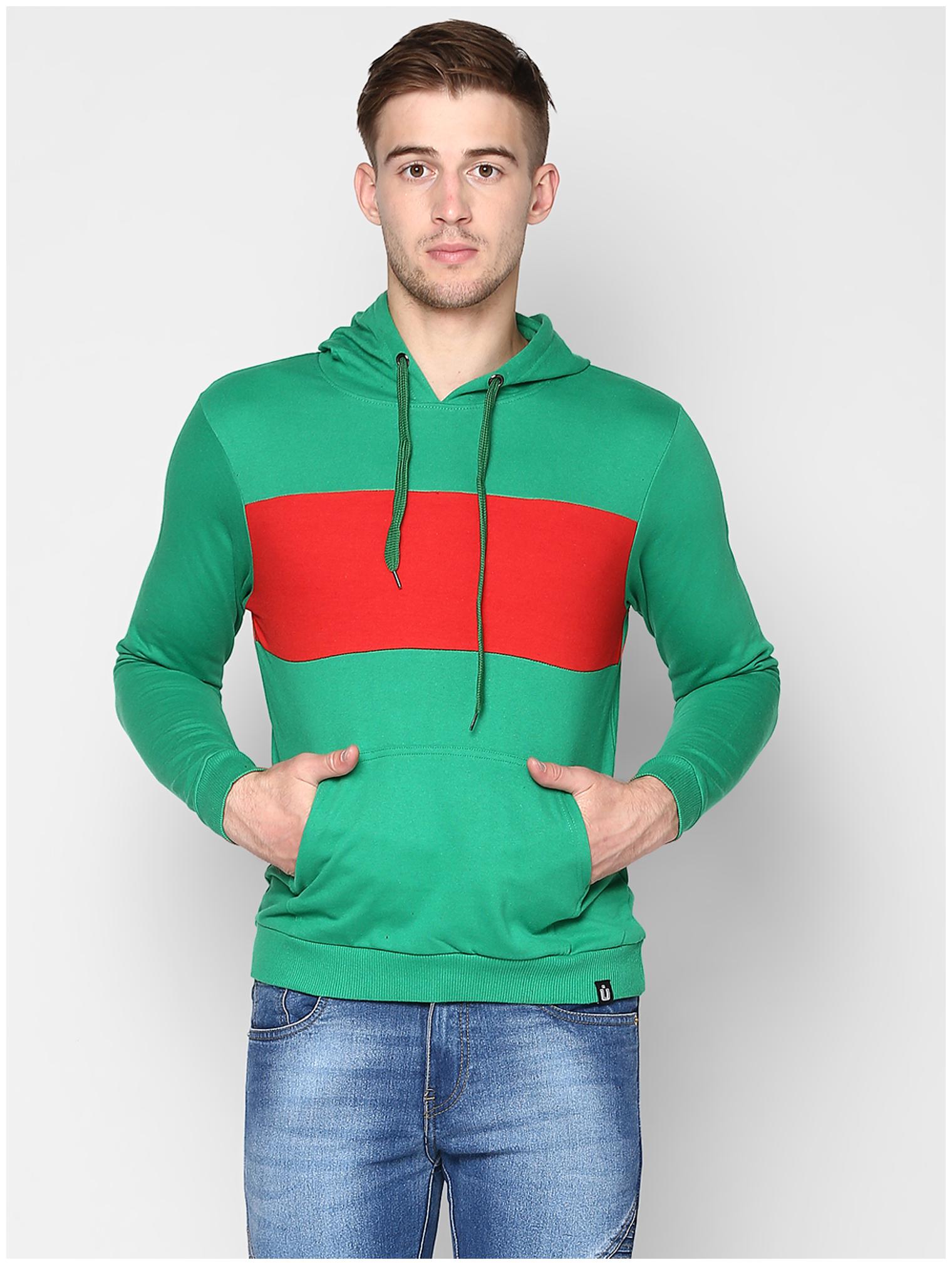 

Urbano Fashion Men Green Hooded Sweatshirt