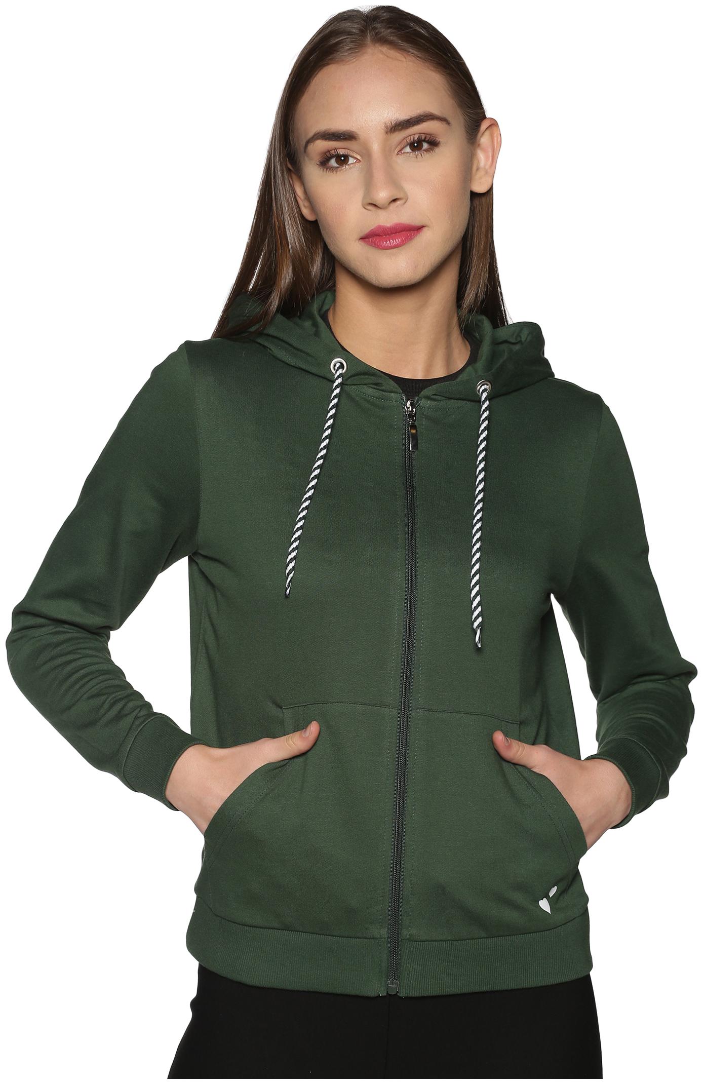 

Urgear Women Solid Hoodie - Green