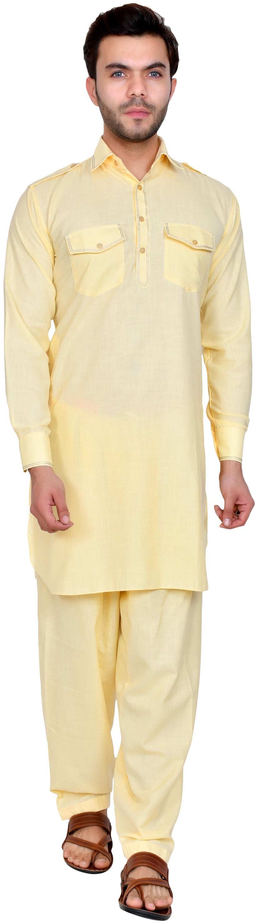 

US LITE Designer Pathani Suit For Men-Yellow